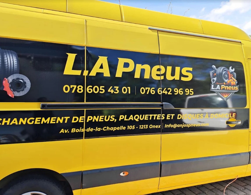 Fourgon atelier mobile L.A Pneus en intervention dans les cantons de Genève et Vaud